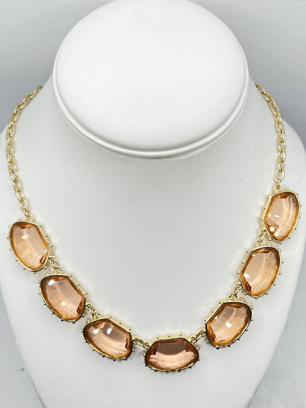 ANew Day Gold-Tone Peach Gemstone Statement Necklace